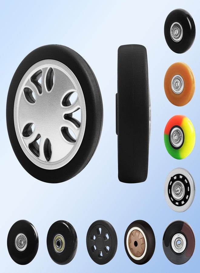 ASUNTOM 8PCS Luggage Wheels Replacement, 2 Inch TPU Rubber Smooth Silent Double-Row Spinner Wheels for Suitcase, Trolley Bag, Drawbar, Travel Box Caster Repair, Silver - Image 5